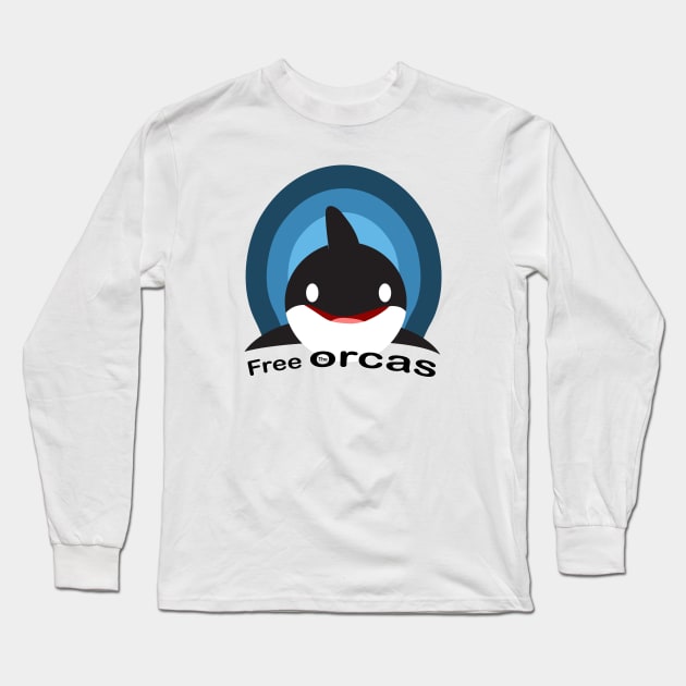 FREE THE ORCAS Shirt Freedom For Orcas Free Willy / Free Tilikum / Free Lolita / Free The Killer Whales t shirt Long Sleeve T-Shirt by shopflydesign